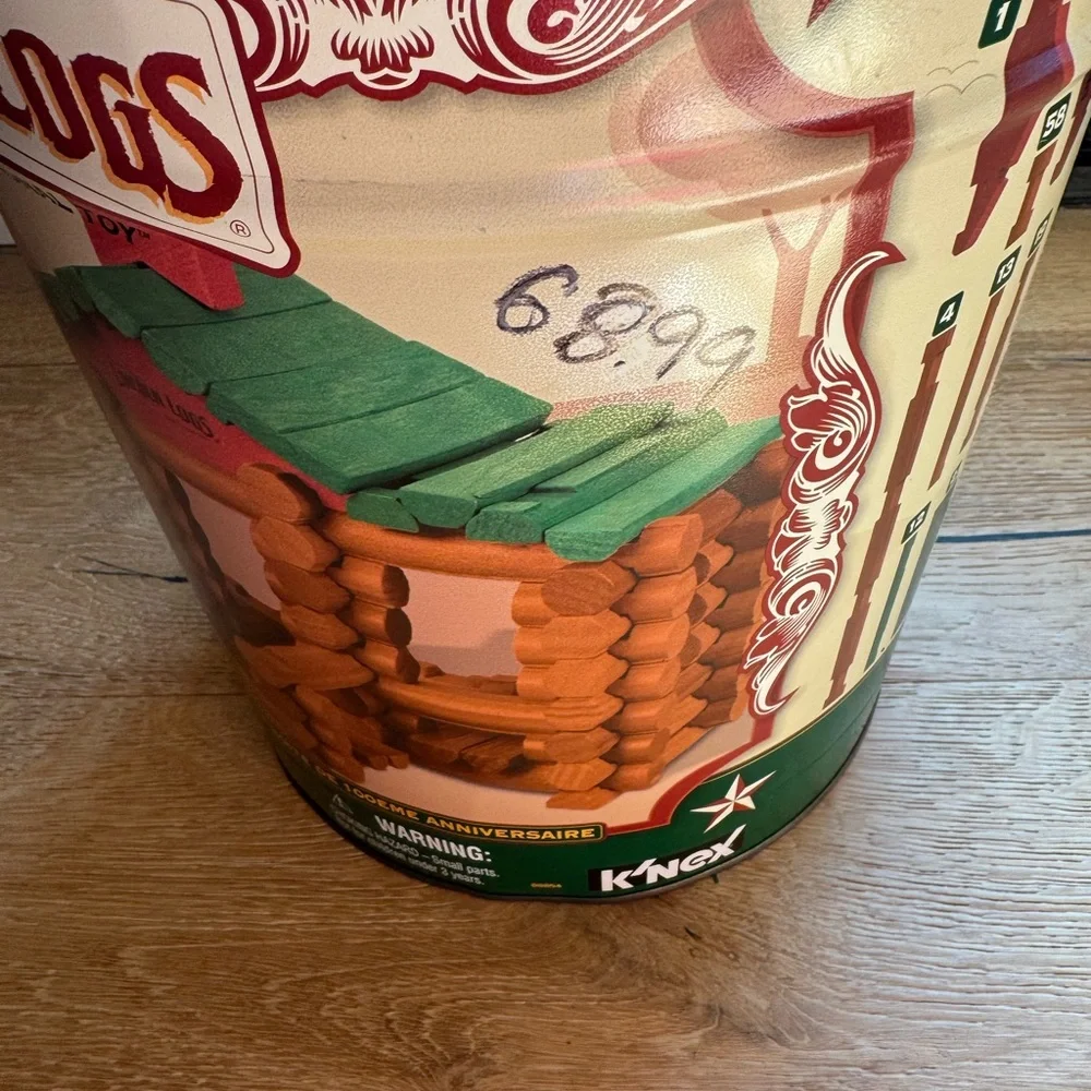 Lincoln Logs 100th Anniversary Tin building wooden blocks- 111 Pieces PriceFirm!